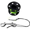 Mealoodiousmusea Scuba Diving Lega di Alluminio Finger Reel Bobina 50m Linea Bolt Snap Clip Nero