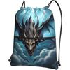 YYHHAOFA Flying Dragon Prints, zaino con coulisse e cerniera, leggero, impermeabile, con tasca frontale, per viaggi, sport e yoga