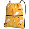 HJFCZH Chicken Chick Prints, zaino con cerniera e coulisse, ultra resistente, impermeabile, per viaggi e sport, custodia leggera e pieghevole