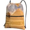 YYHHAOFA Zaino con cerniera e coulisse con stampa cammello - Borsa da palestra leggera impermeabile con tasca frontale per viaggi, sport e yoga