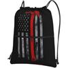 WHJDPP Firefighter Axe Red Line Flag Prints Coulisse Zipper Zaino - Leggero Impermeabile Sport Gym Bag con Tasca Frontale & Organizzatore Interno - Ideale per Viaggi, Yoga ed Escursioni