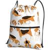 YYHHAOFA Zaino con cerniera e coulisse con stampa di cane, leggero, impermeabile, con tasca frontale, per viaggi, sport e yoga