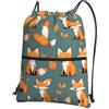 YYHHAOFA Yellow Fox Prints, zaino con coulisse e cerniera, leggero, impermeabile, con tasca frontale, per viaggi, sport e yoga