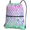 YYHHAOFA Zaino con cerniera e coulisse con stampa a squame di sirena, leggero, impermeabile, con tasca frontale, per viaggi, sport e yoga