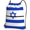 YYHHAOFA Zaino con cerniera e coulisse con stampa bandiera israeliana, borsa da viaggio impermeabile con tasca frontale e organizer interno