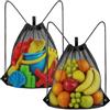 LuLuxinxin 2 Pezzi Borsa da Spiaggia in Rete con Cordino 50x45 cm, Leggero Zaino in Mesh per Spiaggia, Sport e Palestra, Tasca Versatile per Scarpe, Biancheria e Accessori da Viaggio