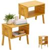 Relaxdays comodino, set 2 pz, bambù, impilabili, vano aperto, HxLxP: 42 x 43 x 29 cm, tavolino salotto, naturale