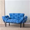 Dmora - Divano Letto 2 posti Zeeusis, Sofà trasformabile, Divanetto per Ospiti, Poltrona Letto, 155x70 h85 cm, Blu