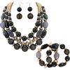 Bocar Collana Statement Grosso 3 Strati con Perline Donna Boemo Casual in Acrilico e Legno (NK-10625-Black+er+br)