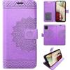 betterfon Custodia compatibile con Samsung Galaxy A12 | Custodia a portafoglio con scomparti per carte di credito, compatibile con Galaxy A12 | chiusura magnetica | viola