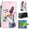 KENHONER Custodia per Xiaomi Redmi Note 9, ragazza | Portafoglio Pelle PU, Magnetica, Resistente Agli Urti, Scomparto Carte Credito, Pieghevole, Flip Libro, Motivo