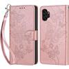 KENHONER Custodia per Samsung Galaxy A13 4G/5G Cover, Oro rosa Farfalla | Portafoglio in Pelle PU Retro, Antiurto Flip, Slot per Schede, Funzione Stand, Chiusura Magnetica