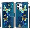 KENHONER Custodia per Xiaomi Redmi 12 4G/5G, Farfalla | Portafoglio Pelle PU, Magnetica, Resistente Agli Urti, Scomparto Carte Credito, Pieghevole, Flip Libro, Motivo