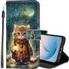 Lonrapa Cover per Samsung Galaxy S26 Custodia in PU Pelle Portafoglio per Galaxy S26 Fiori Colorati Motivo a Libro Flip Caso con Magnetica TPU Antiurto Protettiva Cover - Gatto
