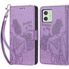 KENHONER Custodia per Motorola Moto G54 5G Cover, Viola | Portafoglio in Pelle PU Retro, Antiurto Flip, Slot per Schede, Funzione Stand, Chiusura Magnetica
