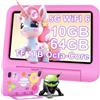DEERTiME AI Tablet per Bambini Andorid OS Tablets 7 Pollici 10GB RAM + 64GB ROM (TF 1TB), 5G WiFi 6, BT5.0, 8-Core, Controllo Parentale | Doppia Fotocamera | GMS Certificated | GPS | Tablet con Custodia - Rosa