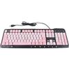 Tyenaza Tastiera Cablata USB con Staffa Regolabile e Fori di Drenaggio per Computer Portatile da Casa e Ufficio Universale (Nero Rosa)