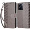 KENHONER Custodia per Oppo A77 5G/A57S Cover, Grigio | Portafoglio in Pelle PU Retro, Antiurto Flip, Slot per Schede, Funzione Stand, Chiusura Magnetica