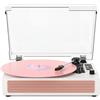 VINYLS LINK Giradischi in vinile con altoparlanti, giradischi Bluetooth con modalità EQ e display LED, giradischi vintage rosa, giradischi a 3 velocità per dischi in vinile, registrazione USB
