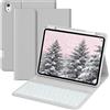 GKABXY Custodia con tastiera per iPad (A16) 11/10.9 (11/10.9, 2025/2022), tastiera magnetica wireless rimovibile, retroilluminazione a 7 colori, custodia flip stand case, grigio