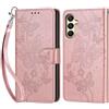 KENHONER Custodia per Samsung Galaxy A25 5G Cover, Oro rosa Farfalla | Portafoglio in Pelle PU Retro, Antiurto Flip, Slot per Schede, Funzione Stand, Chiusura Magnetica