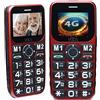 VOCA Telefono VOCA Big Button 4G per anziani | 4G LTE sbloccato | Volume amplificato | Pulsante SOS | Chiamata rapida | Numero grande sul display | Pulsante grande | Lunga durata | V141 (rosso)