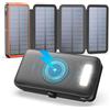 A ADDTOP Powerbank Solare 20000mAh, Ricarica Rapida da 22,5W, Ricarica Wireless, 2 uscite USB-A, 1 ingresso/uscita USB-C, 4 pannelli solari pieghevoli per cellulari, tablet e campeggio