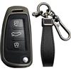 KUNIO Custodia per chiavi auto adatta per Audi A1 A3 8V A4 A6 Q2 Q3 TT TTS RS RS3 S3 Sline Custodia in metallo Portachiavi Portachiavi A Nero