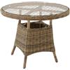 tectake®, Grande Tavolo da Giardino Rattan Naturale, Telaio in Alluminio, Resistente alle Intemperie, Tavolo Rotondo, Arredo Giardino, Ideale per Terrazzo e Esterno, Ø 91 cm - Naturale