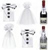 SOIMISS, 2 Paia di copribottiglie di Vino da Sposa e Sposo, Ideali Come Regalo per Matrimoni, centrotavola per Matrimoni