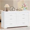 Hzuaneri Hzuaner Cassettiera con Presa Multipla, Cassettiera Camera da Letto a Doppia Colonna, 6 Cassetti, Stile Moderno, per Camera da Letto, Soggiorno, Guardaroba e Ufficio 40 x 140 x 75 cm Bianco DC35003XEU