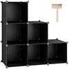 C&AHOME Organizzatore di contenitori a cubo, scaffali a 6 cubi, armadio, scaffale modulare in plastica fai-da-te, ideale per camera da letto, soggiorno, ufficio, 36,6 L x 12,4 L x 36,6 A Nero