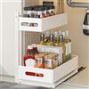 YunNasi Organizer Sottolavello Cucina 2 Livelli Acciaio Inox Bianco | Scaffale sotto Lavandino, Regolabile in Altezza, Organizzatore Cassetti Scorrevole con 4 ganci