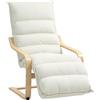 HOMCOM Poltrona da soggiorno con poggiapiedi regolabile, poltrona da salotto imbottita in velluto, telaio in legno, poltrona da relax per camera da letto, ufficio, studio, 67 x 93 x 105 cm, crema