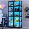 Cvvovilx Vetrina con ante in vetro acrilico, 5 piani da collezione organizer per giocattoli, ufficio, sala giochi, soggiorno (nero-1)
