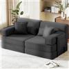 Luxstein Divano letto largo 190 cm, divano modulare da pavimento, divano senza ossei, con schienale alto, divano a 2 posti in schiuma piena, divano pieghevole 5 in 1 con funzione letto per gli ospiti