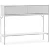 HOMN LIVING Consolle da ingresso Auri con 2 cassetti, colore bianco, 100 cm (larghezza) 30 cm (profondità) 80 cm (altezza)