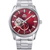 Orient Contemporary Small Seconds Semi Skeleton - Orologio da polso da uomo automatico bracciale e cassa in Acciaio INOX di colore Grigio display analogico rosso - RA-AR0010R10B