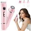 Senprity Rasoio Elettrico Donna 4-in-1 - Regolabarba Bikini e Corpo con Display LED e USB-C, Impermeabile IPX7 Uso a Secco/Bagnato Rasoio Rasoio Per Donna Elettrico per Bikini, Ascelle, Braccia, Corpo Viso