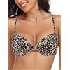 RELLECIGA Top Bikini con Ferretto da Donna, Leopardati, M