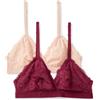 Amazon Essentials Bralette a Triangolo in Pizzo Elasticizzato Galloon Donna, Confezione da 2