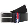 Tommy Jeans Uomo Cintura Ryan 3,5 cm Cintura in Pelle, Nero (Black), 80 cm