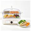 VEVOR Vaporiera Elettrica 6 Litri in Vetro 1200W Verdure Pesce Riso Carne, Cottura a Vapore per Alimenti, Frutti di Mare, Vaporiera con Programmi Preimpostati, 2 Vassoi Acciaio Inox, Colore Bianco