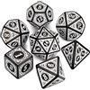 QMAY Set di Dadi Poliedrici DND - 7 Pezzi per Dungeon e Dragons MTG RPG D&D D20, D12, D10, D%, D8, D6, D4 (Modello di Incisione Bianco)