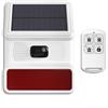 PGST Sirena Solare, Sirena di Allarme di Sicurezza Esterna con Luce Lampeggiante, Rilevatore di Movimento, Impermeabile IP65, Telecomando, 21 Opzioni di Commutazione Suono, 120dB Rumore Forte per