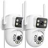 ANBIUX 2K Telecamera WIFI Esterno con doppio obiettivo | Supporta WiFi 2,4 GHz e 5 GHz, tracciamento automatico PTZ a 360°,Visione Notturna,Audio Bidirezionale,3m Cavo,IP66