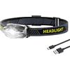 Smiling Shark LED Torcia Frontale, Mini Lampada da Testa Ricaricabile con 5 Modalità di Luce Bianca & Rossa Impermeabile Per Adulti Bambini Campeggio Corsa Pesca Jogging, LED-Headlamp-Mini-Per-Adulti