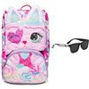 SJ Gang Zaino Scuola Estensibile, Rosa, HEART LOLLY, Zaino Doppio Scomparto - Zaino Scuola Bambina + Occhiali da Sole