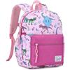 VASCHY Zainetto Asilo Bambina 2-4 Anni,con Fascia Toracica,Dinosauro Rosa | Leggera Zaino Bambina con Portanome,Zaino Scuola Materna Bambina Ideale per Campeggio/Regalo/Viaggio/Gita
