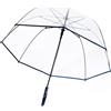 ThreeH Ombrello a bolla trasparente Manico curvo Robusto ombrello in plastica trasparente a cupola a 8 costole ad apertura automatica (Blu)